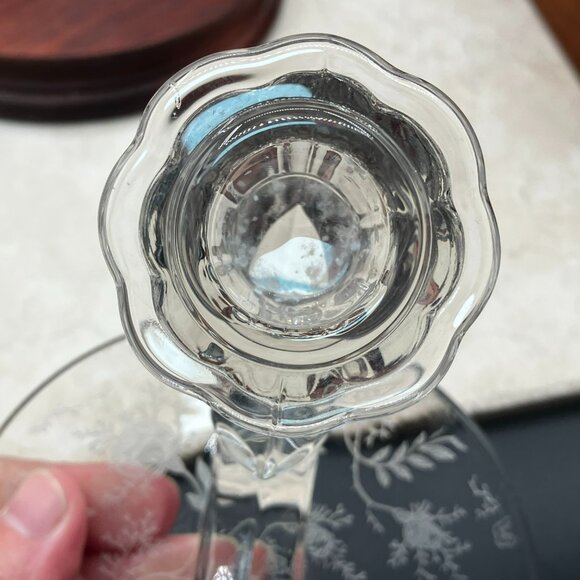 Vintage Fostoria Baroque CHINTZ Triple Tapered Candle Stand 6" Tall #2496 1930's - Picture 9 of 13